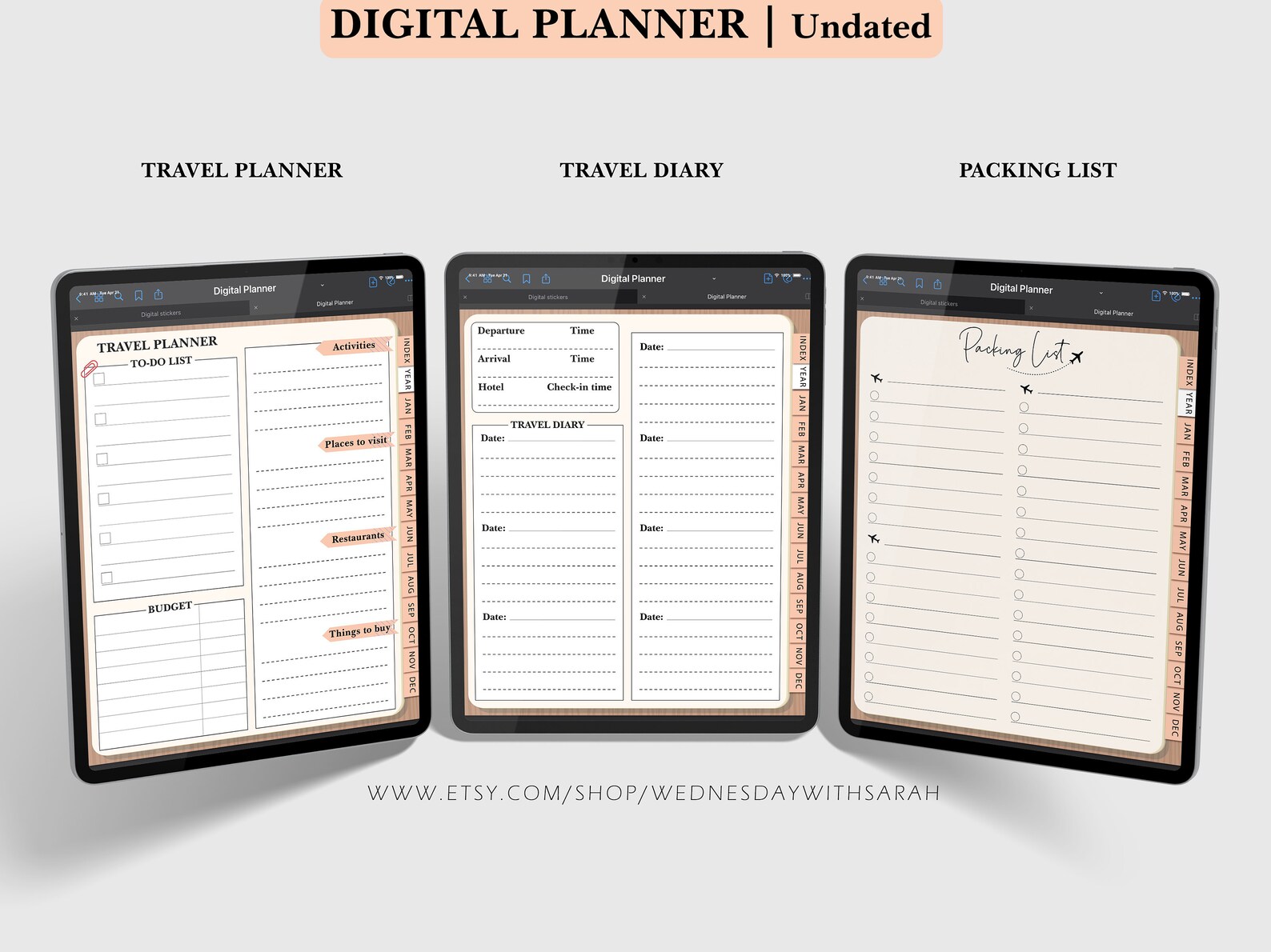 Undated Digital Planner iPad Planner PDF Planner Work Etsy