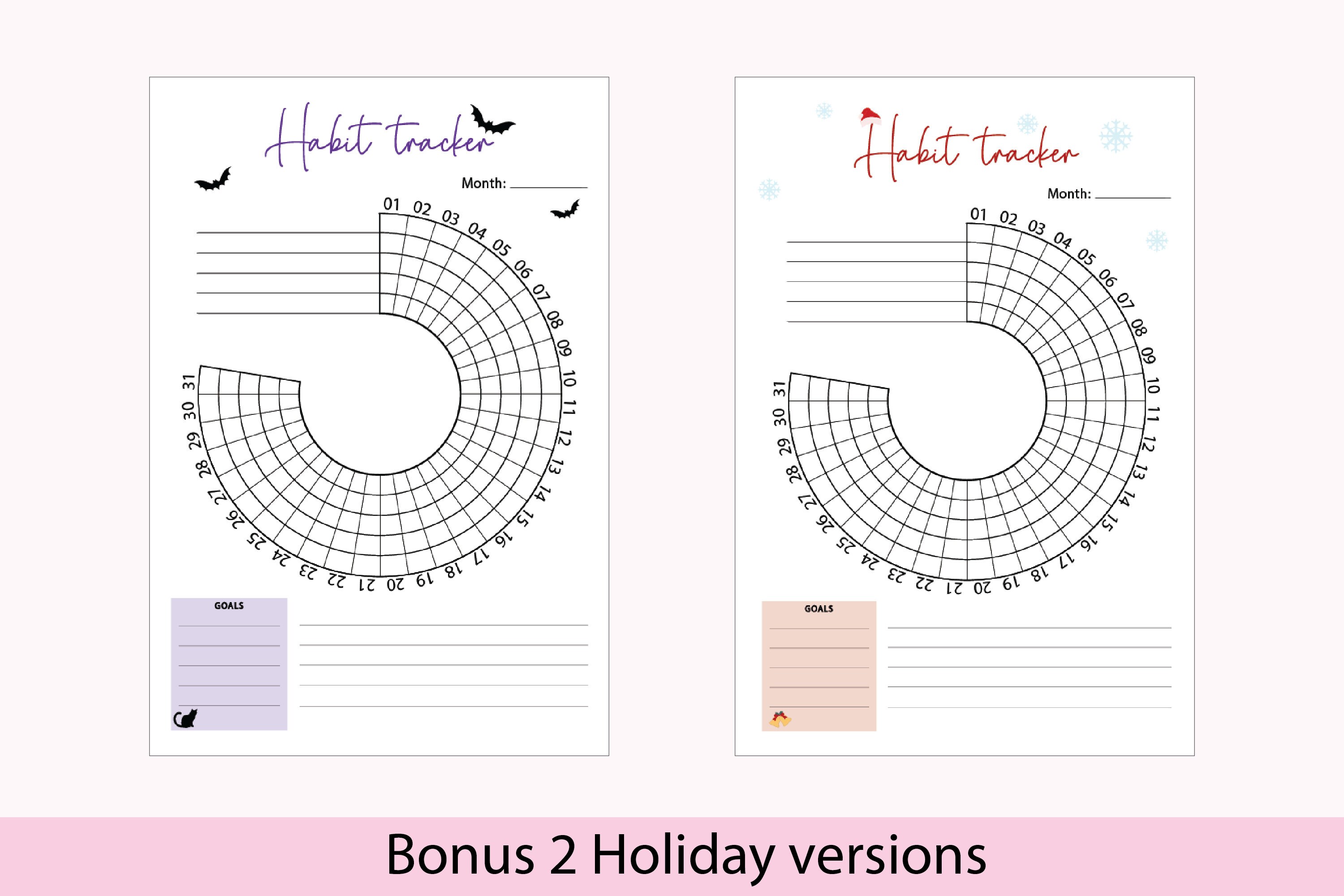 Circle Habit Tracker Printables PDF | Monthly Weekly Circular Habit ...