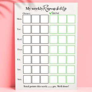 Responsibility Chores Charts POINT-BASED Printables PDF for Kids and ...