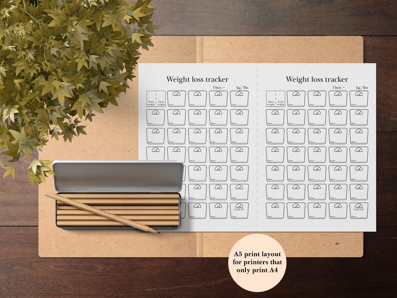 Weight Loss Tracker Scale-shaped A4, A5, Letter Printables PDF ...