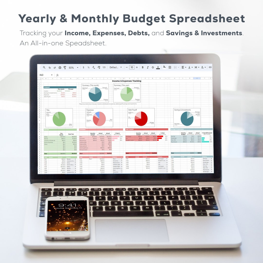 Yearly Budget Planner for Google Sheets | Monthly Budget Spreadsheet ...