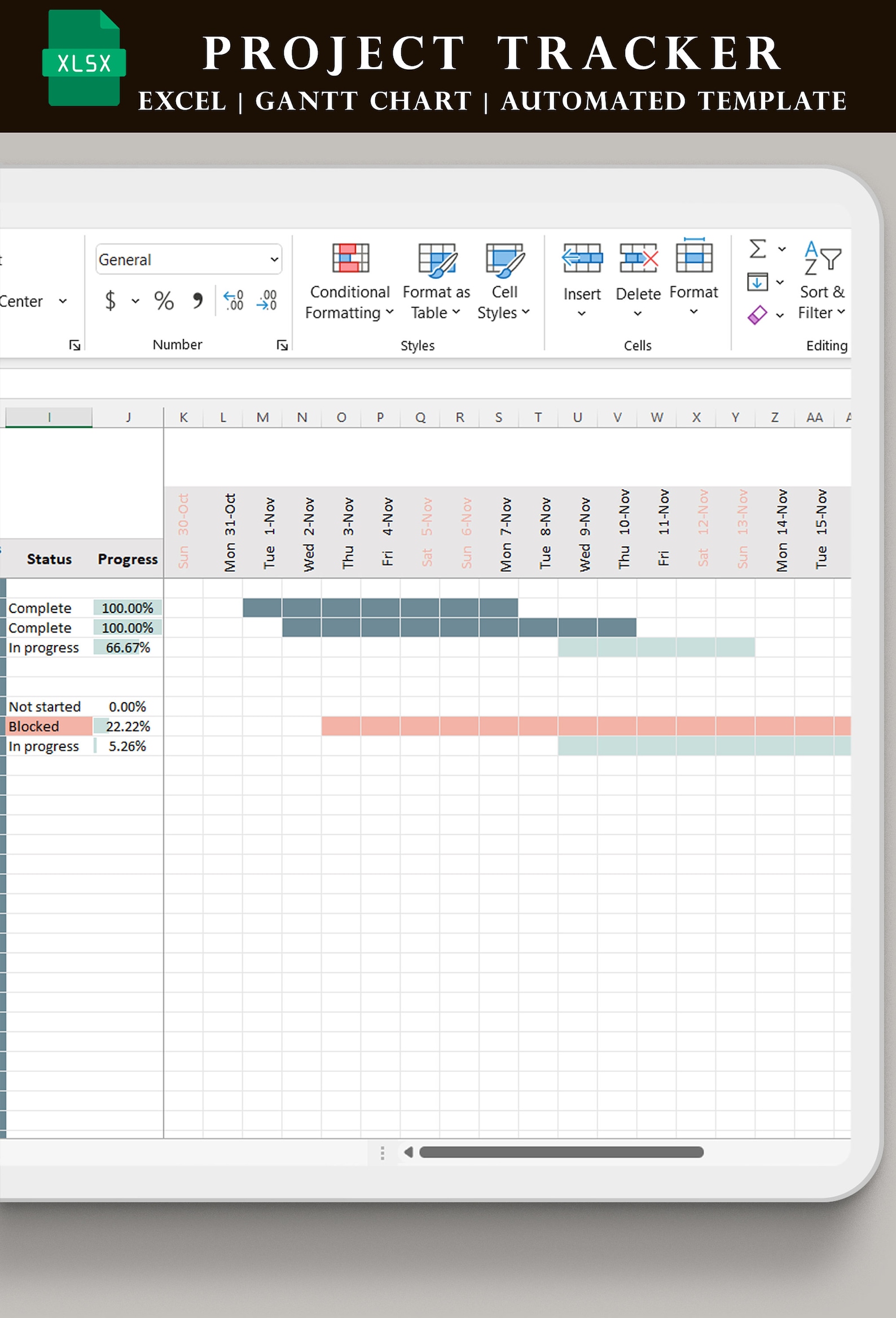 Project Planner | Project Management Progress Tracker Excel Spreadsheet ...