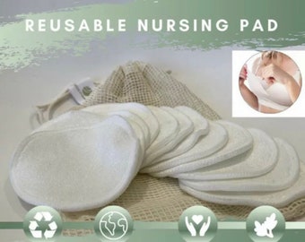 12 Reusable Organic Nursing Pads 12 reusable bamboo nursing pads. (6 Pairs) + wash bag. Super soft and Very comfortable