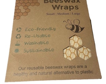 3 Pack Beeswax Wrap Beeswax Food Wrap, Reusable Sustainable Hygenic (1xL, 1xM, 1xS)