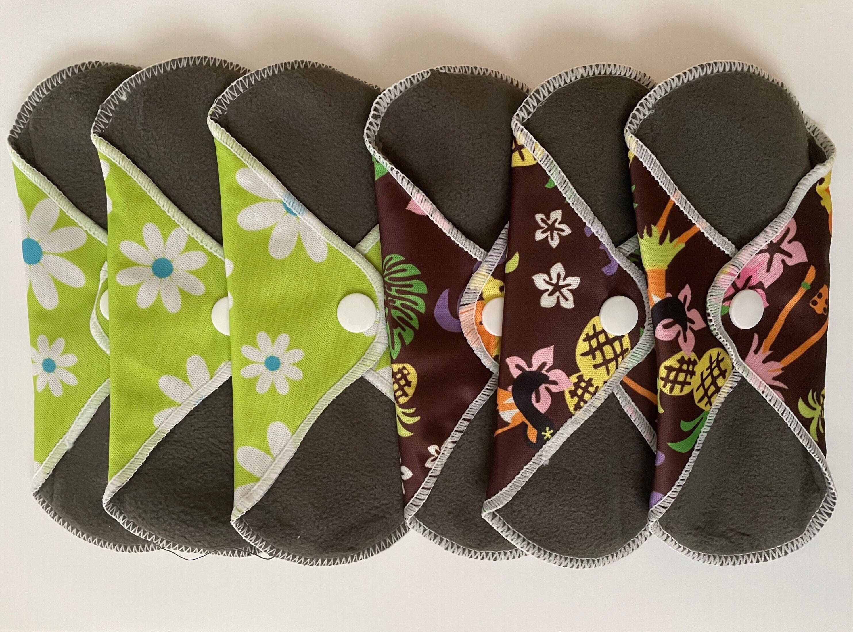 Sanitary Pads 6 Reusable Bamboo Charcoal Sanitary Pads Medium Etsy