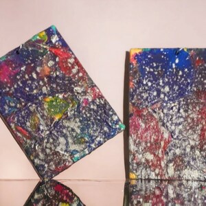 Handpainted Abstract Design Wooden Earrings