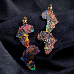 Handmade Handpainted Wooden Africa Clip On Earrings