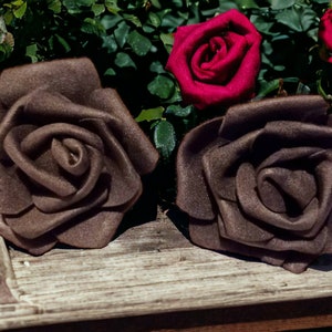 Extra Large Handmade Black Rose Clip On  Earrings