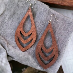 Natural Boho Chic Dangle  Wooden Earrings