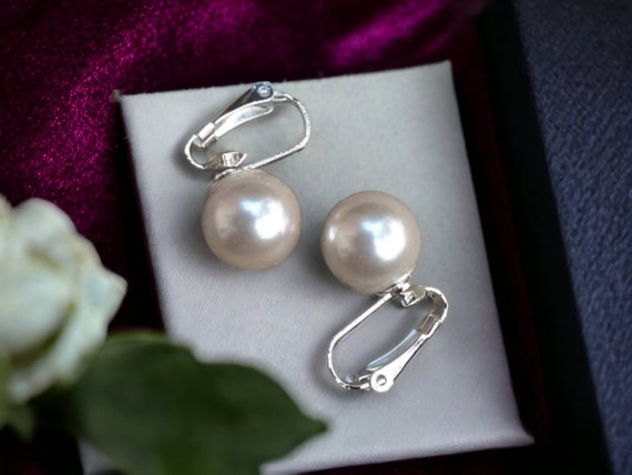 Classic Pearl Stud Clip On Earrings - image 1