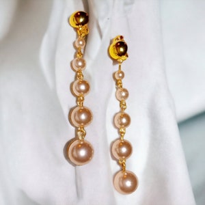 Large Handmade Faux Pearl  Clip On Earrings