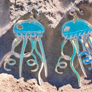 Handmade Acrylic Pop Art Jellyfish Clip On Earrings