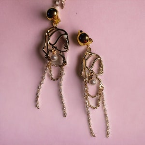 Pop Art girl with a pearl Earrings Clip on Style