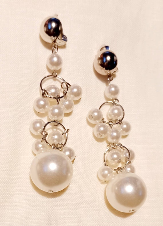 Handmade Faux Pearl  Clip On Earrings - image 2