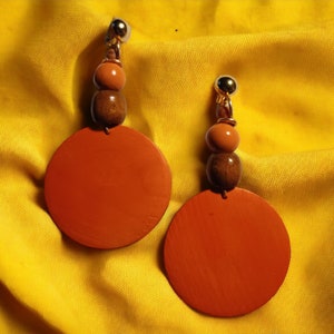 Handmade Wooden Boho Design Earrings Clip on Handmade