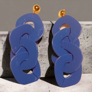 Giant Handmade Chunky Acrylic Chain Earrings Clip On 5 in