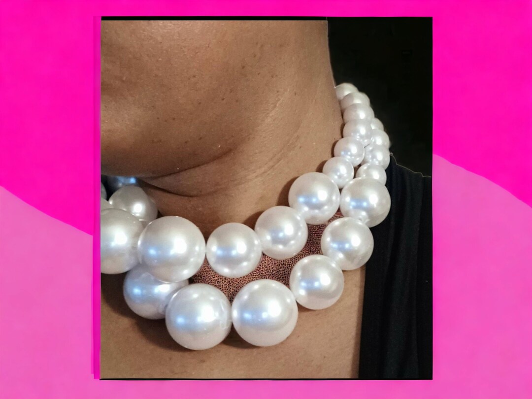 Rare Giant Chunky Faux Pearl Necklace Set of 2 Etsy