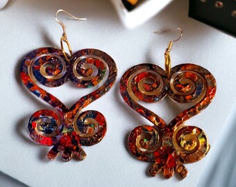 Handpainted Abstract Adinkra Symbol Wooden Earrings