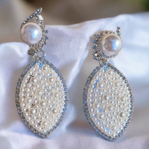 Handmade Faux Pearl  Clip On Earrings