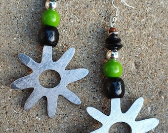 Handpainted Abstract Adinkra Symbol Wooden Earrings