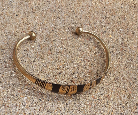 Mens Vintage African Tuareg Tribe Brass Bracelet - image 6