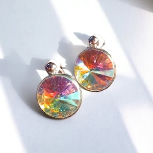 Rhinestone Stud Cluster Clip On Earrings