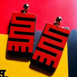 Clip on Handmade Adinkra Symbol Wooden Earrings