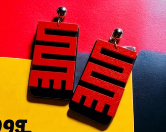 Clip on Handmade Adinkra Symbol Wooden Earrings