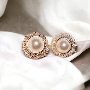 Large Classic Pearl Stud Clip On Earrings