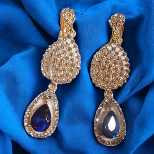 Rhinestone Hoop Clip On Earrings gold