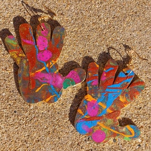 Abstract Handpainted Design Wood Earrings