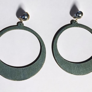 Extra large Classic wooden Hoop Clip On Earrings 3.5 inch black color