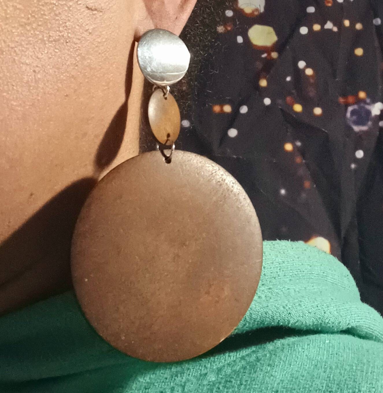 Large Ear Pattern Extra Large Handmade Natural Wood Geometric Earrings (pierced Ears) - Etsy