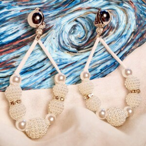 Handmade Faux Pearl  Clip On Earrings