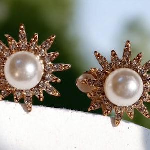 Large Classic Pearl Stud Clip On Earrings