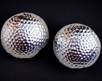 Large Silver Ball Stud Clip On Earrings