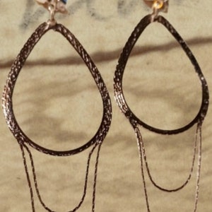 Dark Silver Metal  Chain Clip On Hoop Earrings
