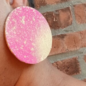Extra Large 3 inch Minimalist Handmade Wooden Disc Clip on Earrings