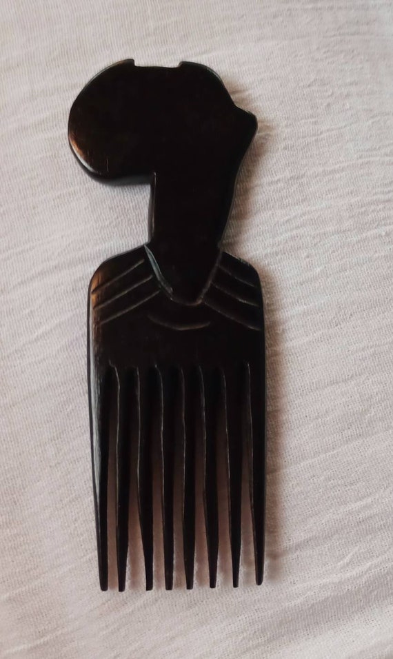 Vintage ebony wood handcrafted afro pick