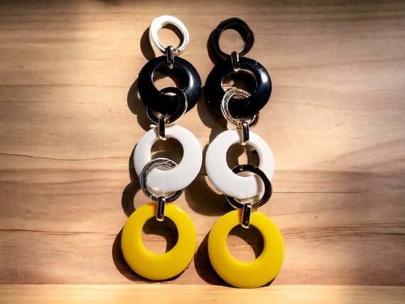 Handmade Abstract Pop Art Acrylic Statement Earri… - image 1