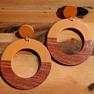 Minimalist Wooden Clip on Hoop Earrings