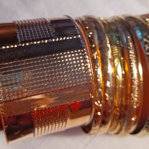 Chunky Gold metal Bangle Set of 10