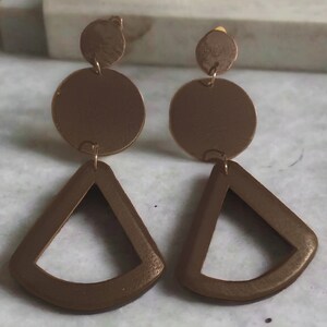 Handmade Natural Boho Wooden Clip On Earrings black
