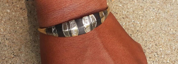 Mens Vintage African Tuareg Tribe Brass Bracelet - image 3