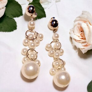 Handmade Faux Pearl  Clip On Earrings