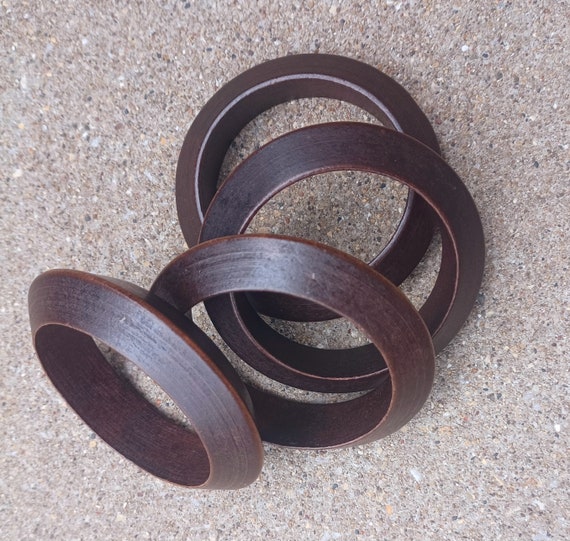 Vintage Chunky Wooden Bangle Set of 4 - image 2