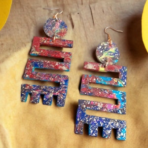 Handpainted Abstract Adinkra Symbol Wooden Earrings