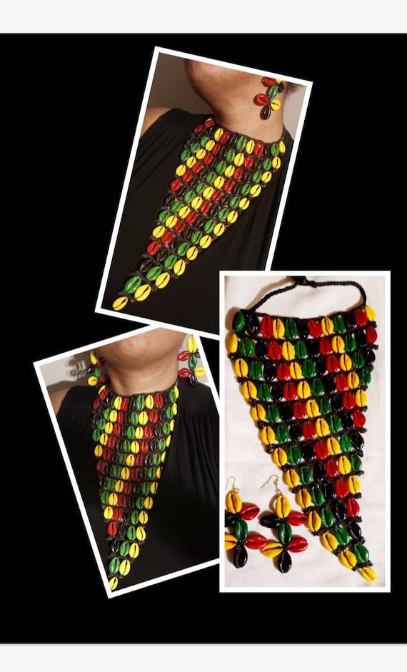 Extra Large Queens Collar handpainted Cowrie Shel… - image 1