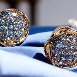 Rhinestone Stud Cluster Clip On Earrings gold