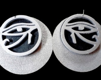 Extra Large Abstract Handmade Eye of Horus Egyptian symbol Earrings pierced